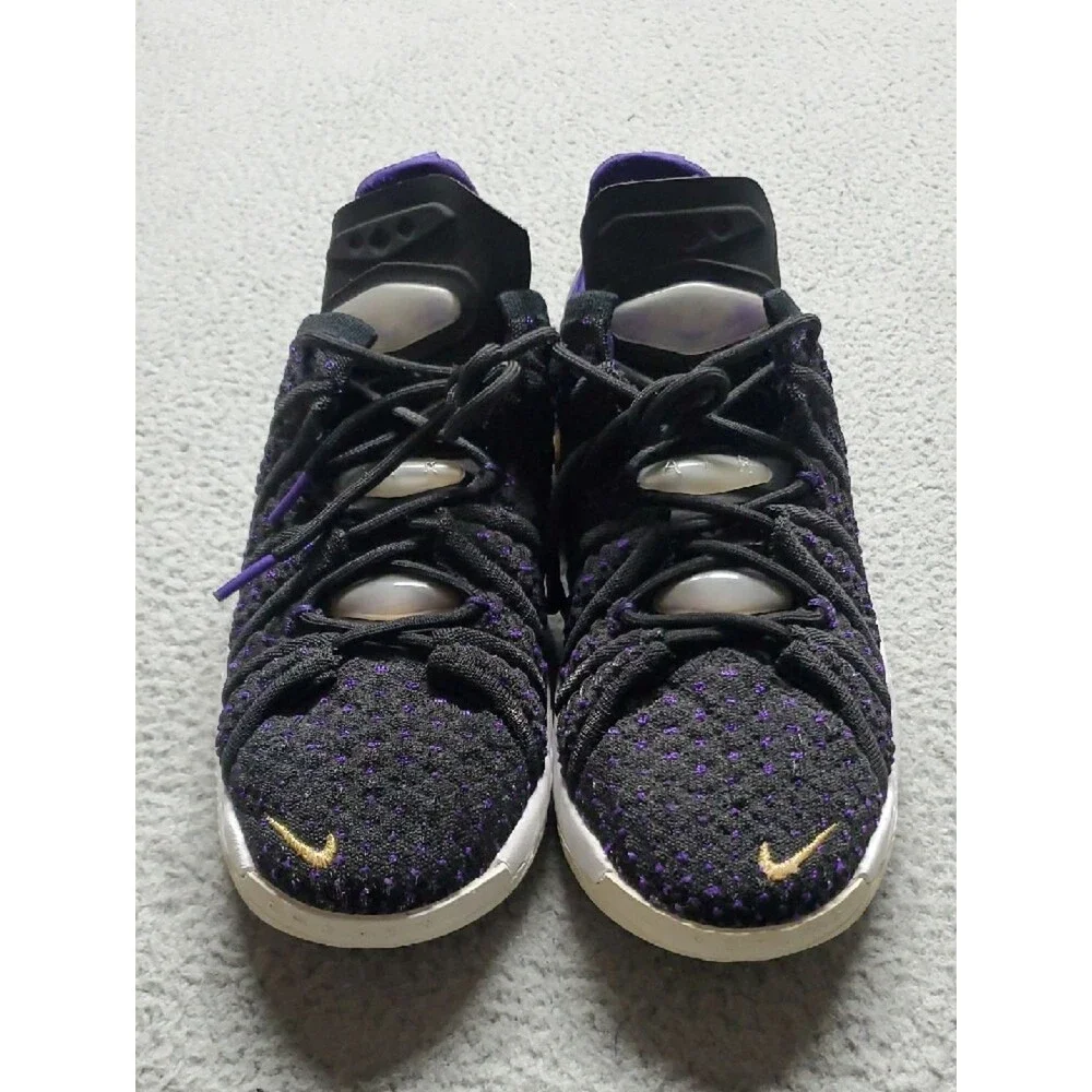 Nike Lebron James Black and Purple Athletic Shoes with Gold Accent Size 6Y